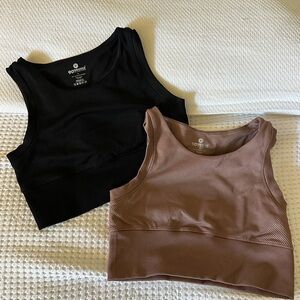 90 Degree By Reflex Black and Brown Crop Tops
